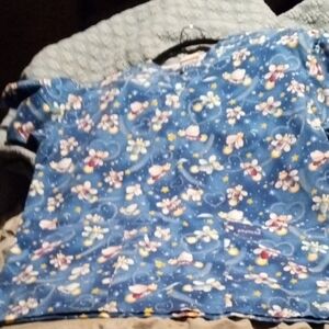 Peaches Uniforms Blue Floral Blouse